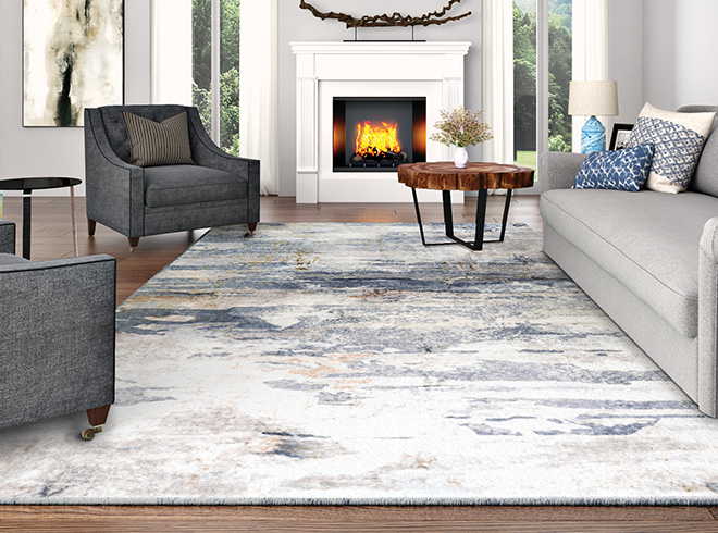 Rugs.com Oregon Collection Rug – 5 Ft Round Blue Low-Pile Rug Perfect For  Kitchens, Dining Rooms 